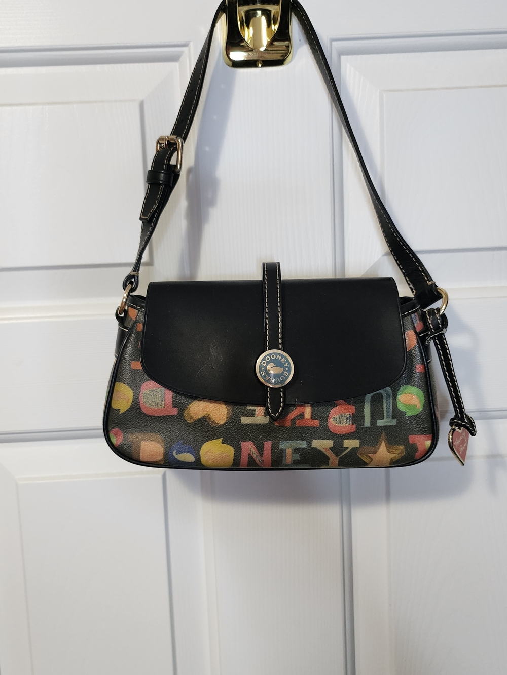 Dooney & Bourke Vintage Crayon Graffiti Collection Multicolor Shoulder Bag.